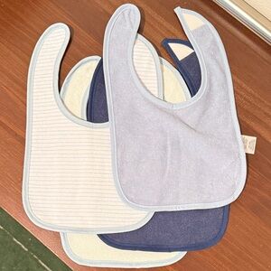 4 - Soft Baby Bib Set - Blue, Cream,